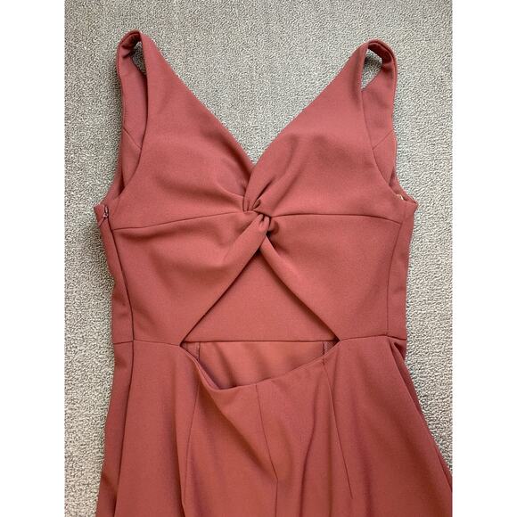 Jenny Yoo Collection Taryn Formal Dress Gown Cut Out Twist Back Cinnamon Rose 10 - Picture 4 of 10